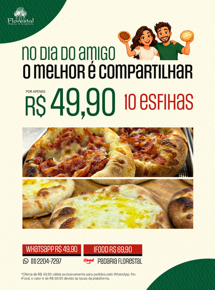 Oferta de esfihas da Padaria Florestal